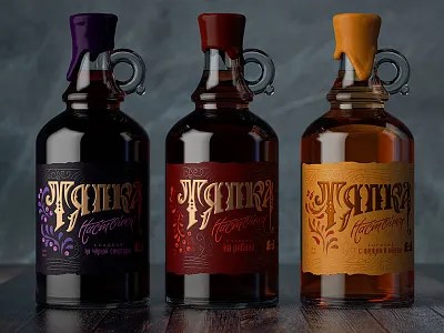 Liquor “Tyapka” alcodesign bear concept khohloma lettering liquor packagingdesign russianidea