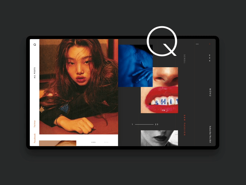 Q Fashion Blog Concept anim blog gif grid interface millennials photo ui ux web