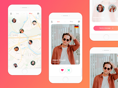 App Allofus for iOS apptinder clean designapp friends light map radar ui ux white