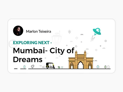 Exploring Card - Mumbai card city flat illustration simple ui