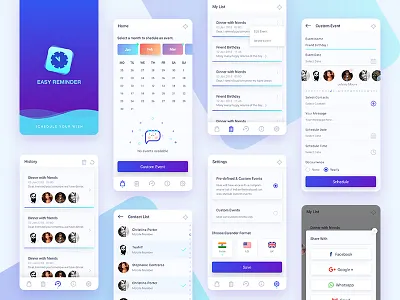 Easy Reminder App UI android app blue chat design illustration ios minimal reminder ui ux