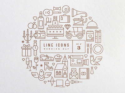 Line Icons Set 3 - Wedding Day car church dove download free gramophone icon icons iconset line icons wedding weddingday