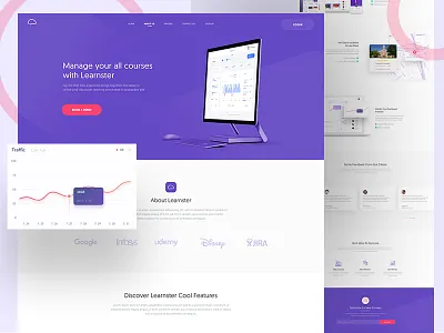 Website Landing Page administrator dashboard design education landing management page purple ui ux