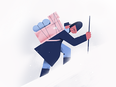 Klondike gold rusher 2d martynas auz character characterdesign climbing cold goldrush illustration winter