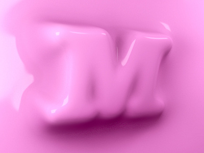 Wax M blob cinema4d collision pink typography wax