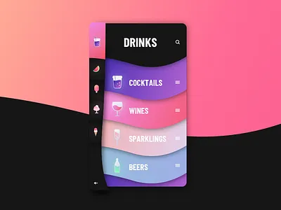 CANDY app clean digital drinks everyday gradient interface menu minimal sketchapp ui web
