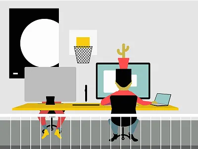 Design Studio designer flat illustration working workspace