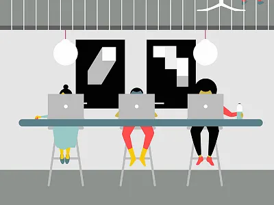 Design Studio designer flat illustration working workspace