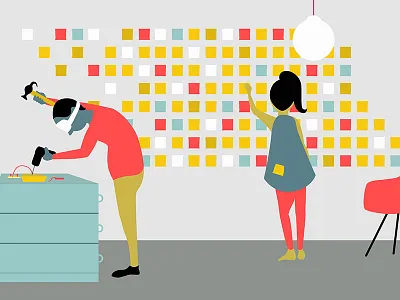 Design Studio designer flat illustration working workspace