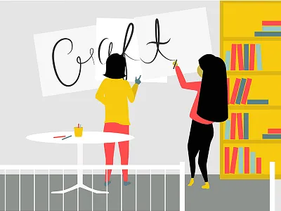 Design Studio designer flat illustration working workspace