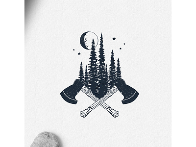 Logo axe badge cone design forest grunge hipster logo typography vintage
