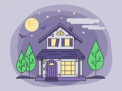 Old house halloween house illustration moon night scary