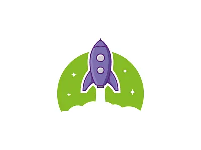 Lift Off II brand cloud geometric launch logo mark rocket ship shuttle sky space stars