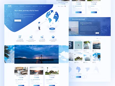 Travel web page - 02 blue clean landing online page travel ui ux web website