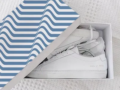 Shoes box pattern creative market graphics illusion navy package pattern stripes vector