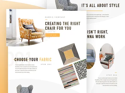 Harris Company chair fabric furniture minimal orange type website