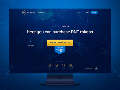 Bitrent RNT tokens bitrent blue building house ico platform promo site web yellow