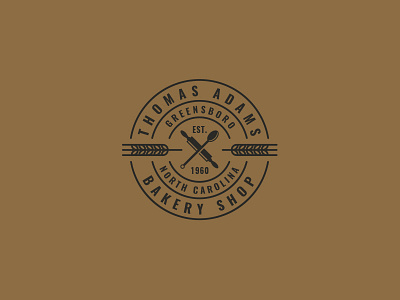 Bakery Shop Logo baker bakery bread harvest kansas logo pastry pin pretzel rolling shop spike