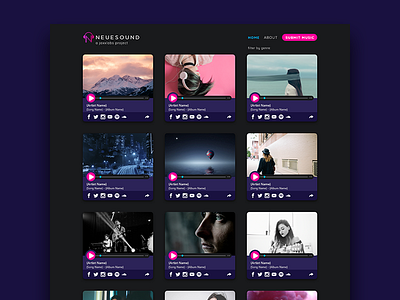NeueSound Website Prototype grid music player sound webpage website