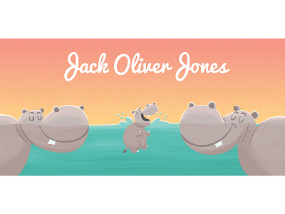 Hippos Dribbble animals baby celebration character design custom custom name family hippo hippos name nursery print