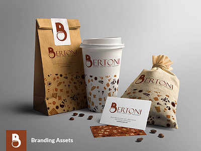 Bertoni Branding Assets bakery logo bakery paper cover branding business card cafe coffee cup food logo logo logo design paper cup pastry visiting card