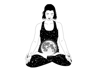 Yoga illustration exhibition illustration line art pattern surreal vector