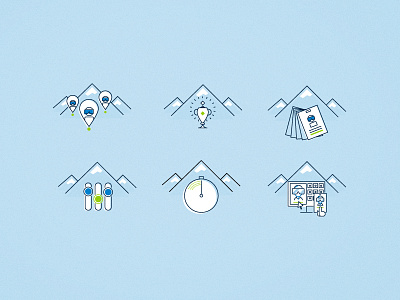 Ski icons blue graphic design icons illustration illustrator linework simple ski snow website