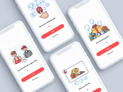 Tutorial illustrations app illustration mobileapp red sport tutorial ui