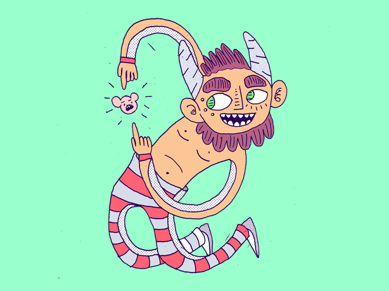 Satyr animation crazy illustration