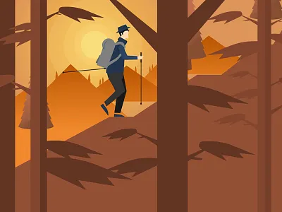 Hike character grass hiking illustration mountain vector