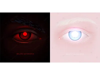 Hellfire and Skylight angel blue demon evil eye glowing heaven hell kind realistic red vector