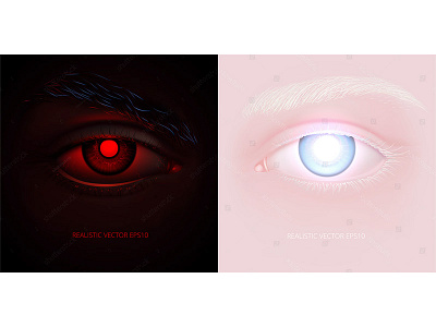 Hellfire and Skylight angel blue demon evil eye glowing heaven hell kind realistic red vector