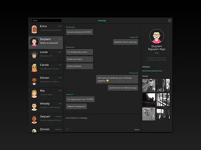 Dark Ui Direct Messaging - 013 013 avatar dailyui dark dashboard design instant messaging ui ux web