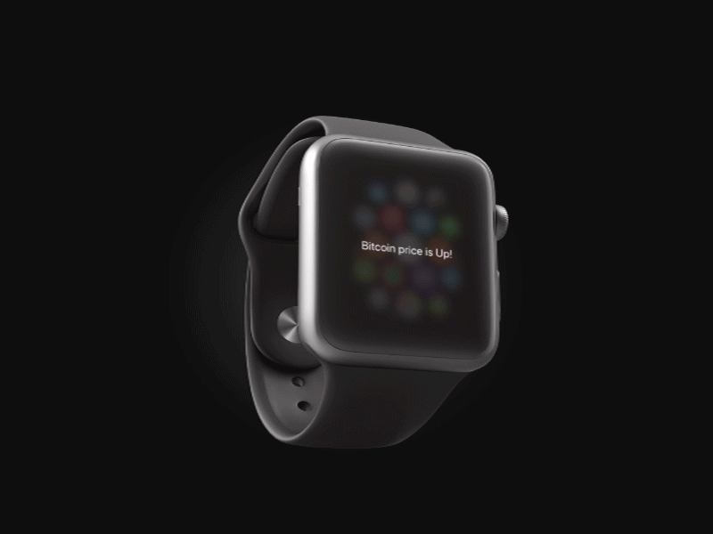 Apple Watch Bitcoin Value Notification Concept apple watch bitcoin coins notification principle