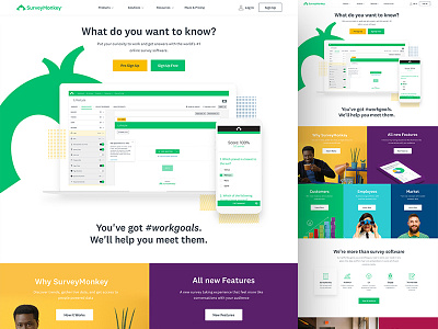 Homepage Exploration bold color web design layout homepage web design exploration marketing power the curious survey data platform software surveymonkey