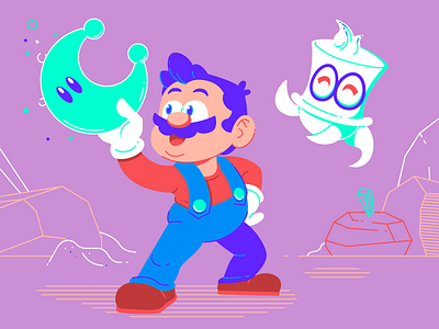 You got a moon! fanart flat mario nintendo odyssey super mario vector videogames