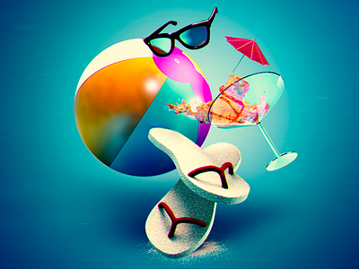 Summer Essentials 3d 3dcoat art c4d design illustration render summer vignette visual zbrush