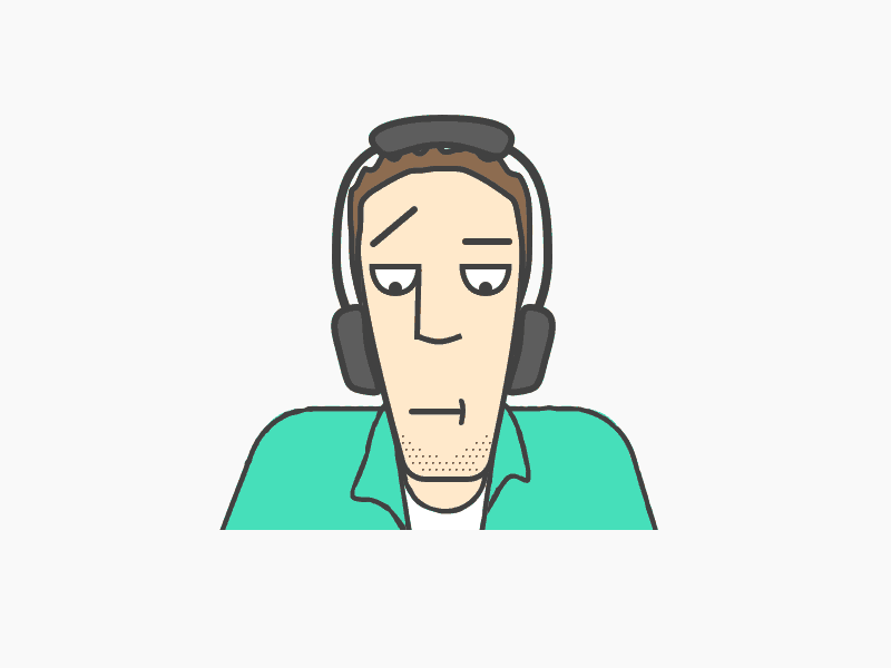 2006 Sketch Of Comic Strip Character I Never Used button down collared shirt comic strip headphones illustration