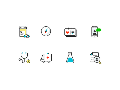 HelloWell Dashboard Icons 2 app clean design flat icons illustration minimal mobile ui vector web