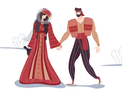 Armenian family affection care couple devotion groom humble illustration love lovely nature romantic