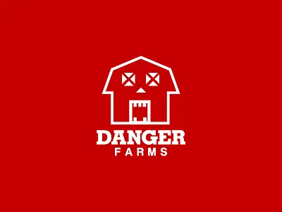 Danger Farms Logo Design barn danger farm horror icon red simple skull slab