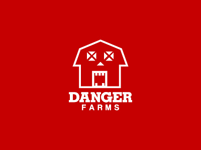 Danger Farms Logo Design barn danger farm horror icon red simple skull slab