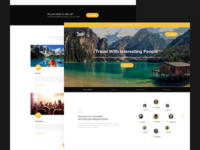 TWIP - landing page cards carousel cta discover explore landing map page photos travel trip web