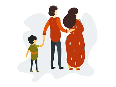 Transylvania Family 2d gypsies illustration romania vector