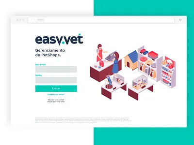 Easy Vet clean desktop flat interface login pet petshop screen system ui ux
