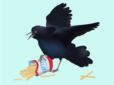 Grackle King animal bird food grackle illustration king