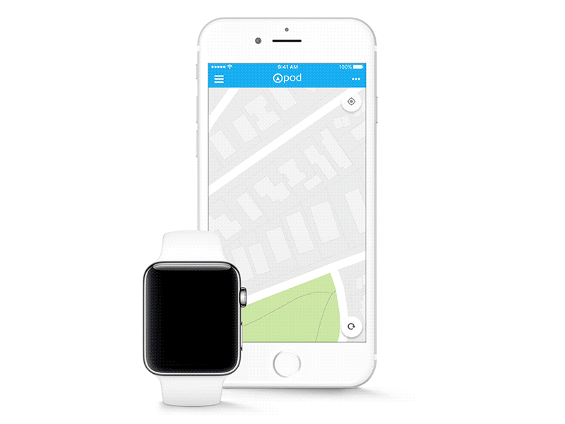 Pod App: Protect animation app design gps motion pod podtrackers ui