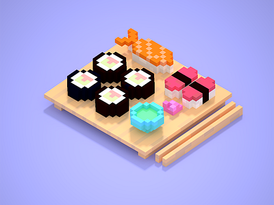 Yummy sushi voxel art art voxel