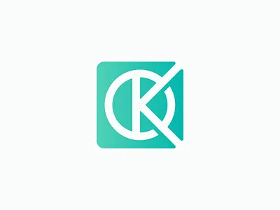 OK circle gradient icon k letter logo monogram negative o ok square symbol