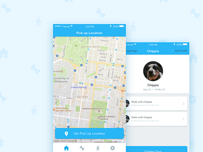 Dog Walking App | UI Redesign app design dog interface ios location map mobile ui walking